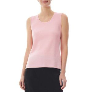 Kasper Womens Fitted Tank Top Round Neck Sleeveless Pullover Pink Size Small